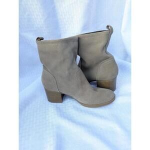 White Mountain Bernata Ankle Boots Taupe Suede Leather Chunky Heel Women's 7.5 M